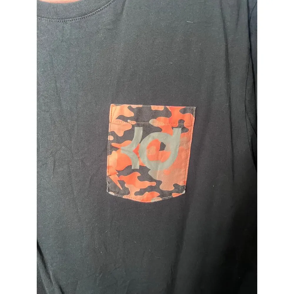 Nike KD Pocket T-Shirt Black Orange Neon Camo Logo Men XL Athletic Cut Tee NWOT
